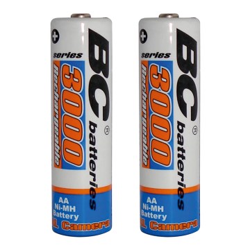 2 pcs Piles rechargeables NiMH AA 3000 mAh 1,2V
