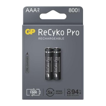 2 piles rechargeables GP AAA ReCyko Pro NiMH/1,2V/800 mAh