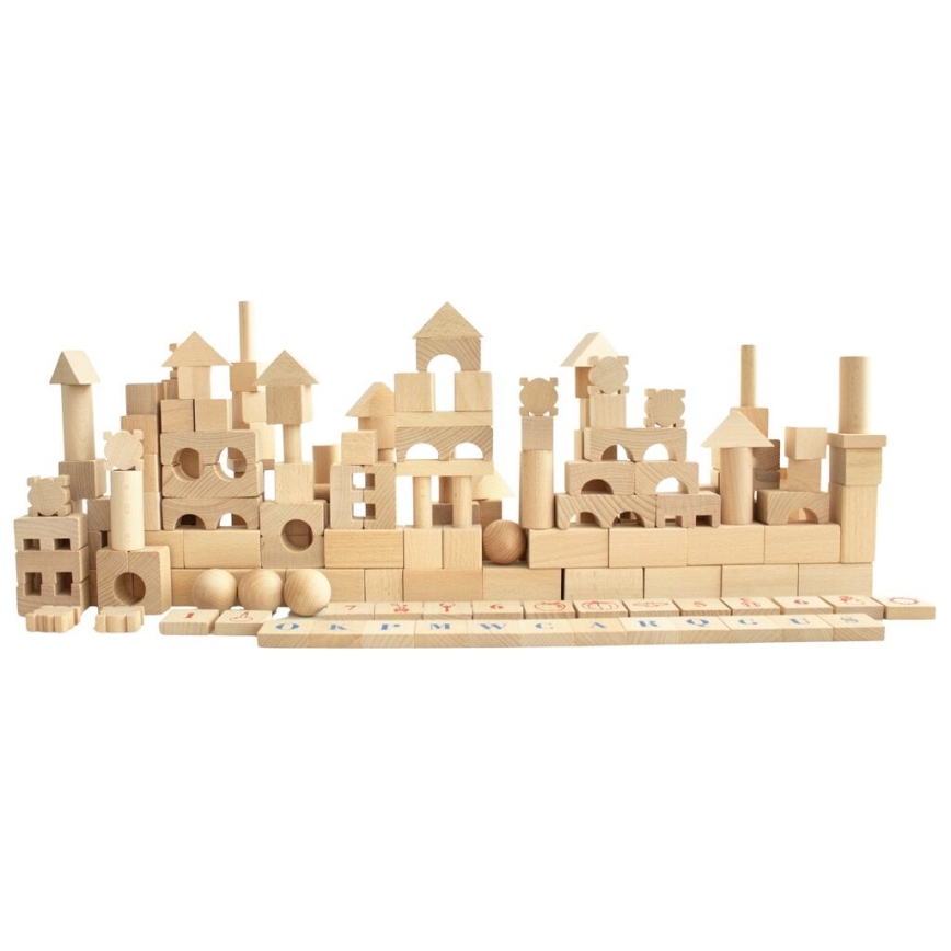 2Kids Toys - Blocs de construction en bois naturel, lot de 220 pièces