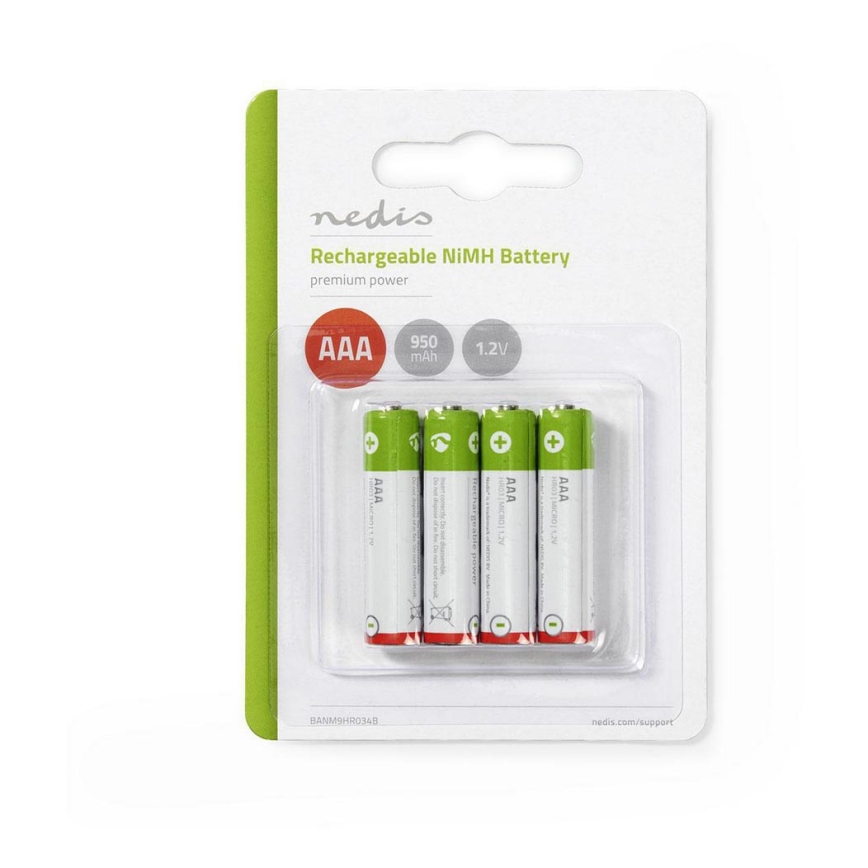 4 pcs Piles rechargeable AAA Ni-MH/1.2V/950mAh