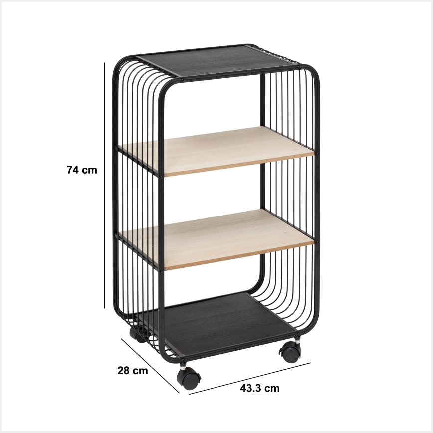 5five - Desserte/étagère mobile COLGE 74x43 cm noir/beige