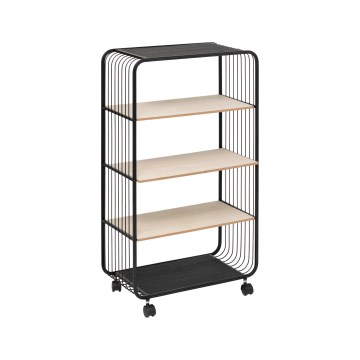 5five - Table d'appoint/étagère mobile COLGE 97x55 cm noir/beige