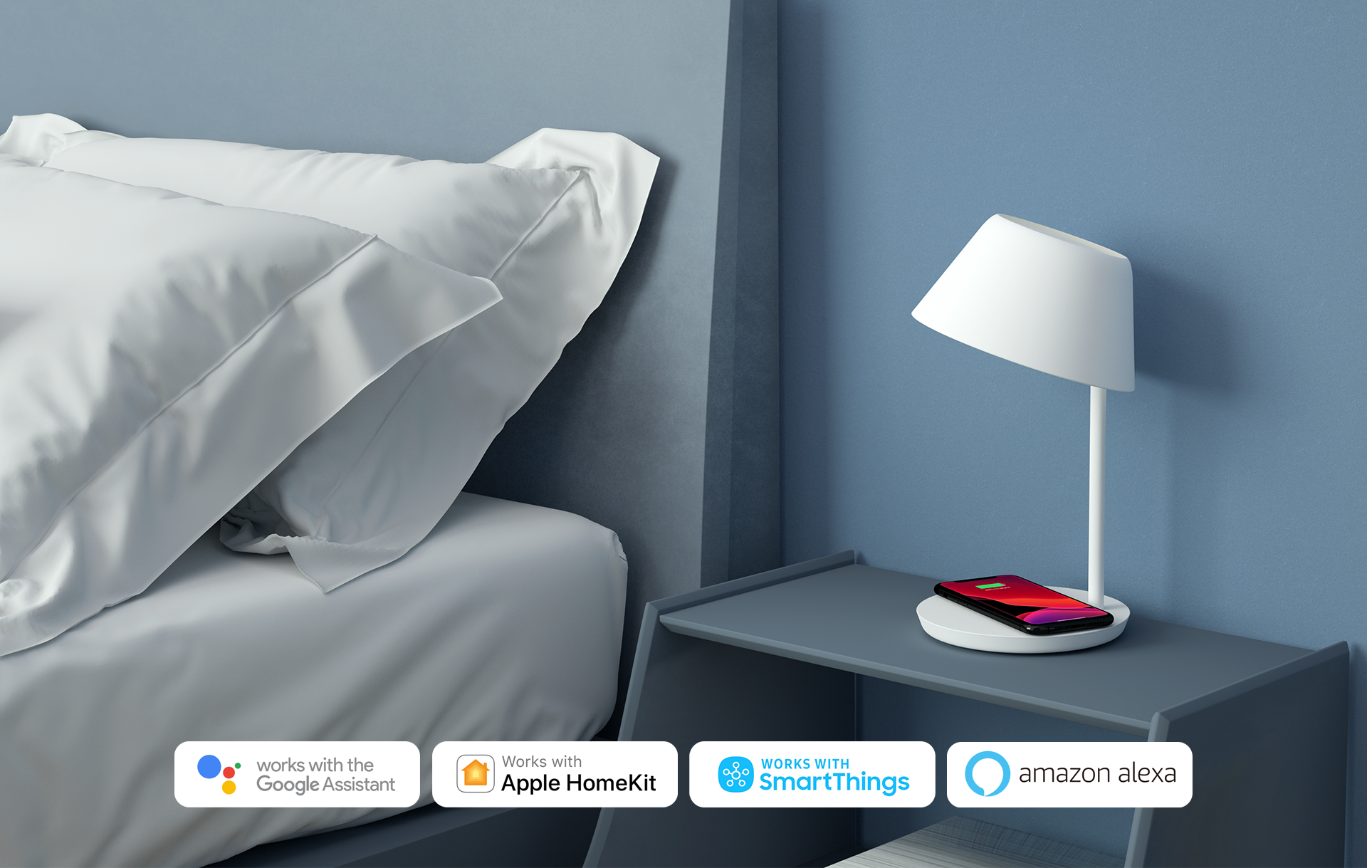 Lampe de chevet avec chargeur à induction 