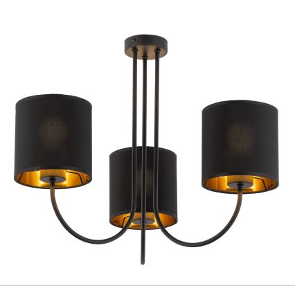 Abat-jour cylindrique universel de rechange E27 Ø 16 cm noir/doré