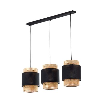 Abat-jour de rechange BOHO pour lampe de table et lustre, compatible E27, Ø 20 cm, rotin noir