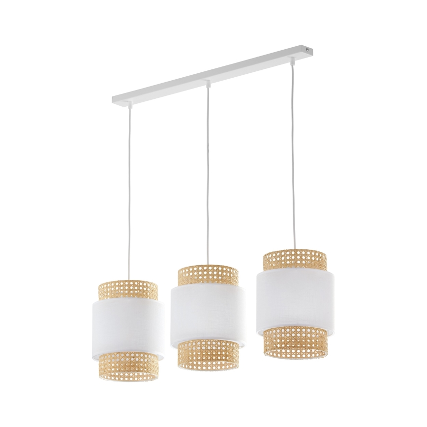Abat-jour de rechange pour lampe de table et lustre BOHO E27 Ø 20 cm rotin/blanc