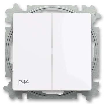 ABB 3559T-A52940 500 - Interrupteur double pour escalier sans cadre n° 6+6 ZONI IP44 blanc