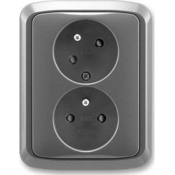 ABB 5513A-C02357 S2 - Prise double murale avec cadre TANGO 250V gris foncé