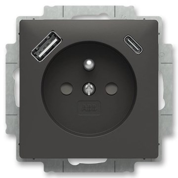 ABB 5569T-A32357 237 - Prise domestique sans cadre ZONI 250V 1xUSB A+C noir mat