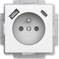 ABB 5569T-A32357 240 -Prise murale sans cadre ZONI 250V 1xUSB A+C blanc mat