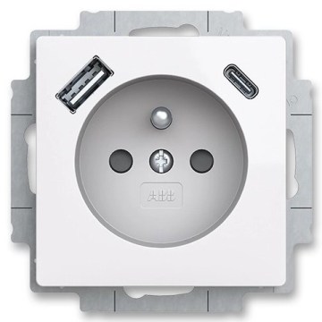 ABB 5569T-A32357 500 - Prise murale sans cadre ZONI 250V 1xUSB A+C blanche