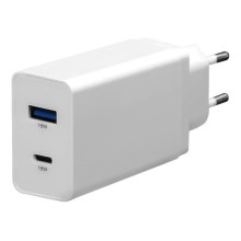 Adaptateur de charge alimentation USB-C  + USB-A 18W/230V