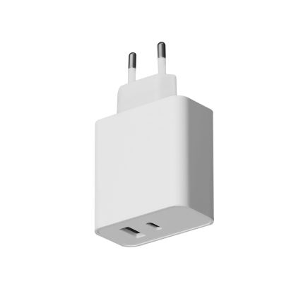 Adaptateur de charge Power Delivery USB-C A + USB-A 45W/230V blanc
