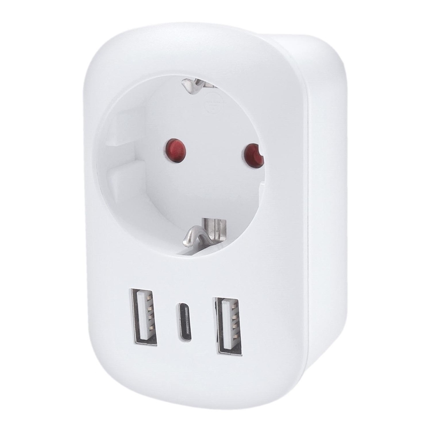 Adaptateur de voyage pour prises UK 230 V, 2x USB‑A et 1x USB‑C