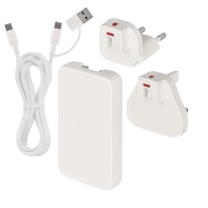 Adaptateur de voyage USB GaN à embouts interchangeables 100-250V