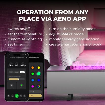 AENO - Convecteur électrique intelligent 1000/2000 W, blanc