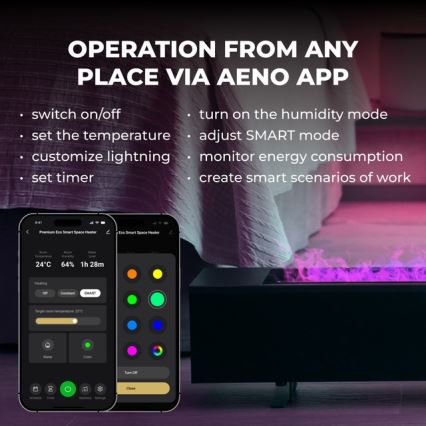 AENO - Convecteur électrique intelligent 1000/2000W noir