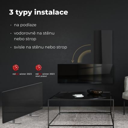 AENO - Panneau électrique connecté à infrarouge 700W minuteur/thermostat IP44 Wi-fi noir