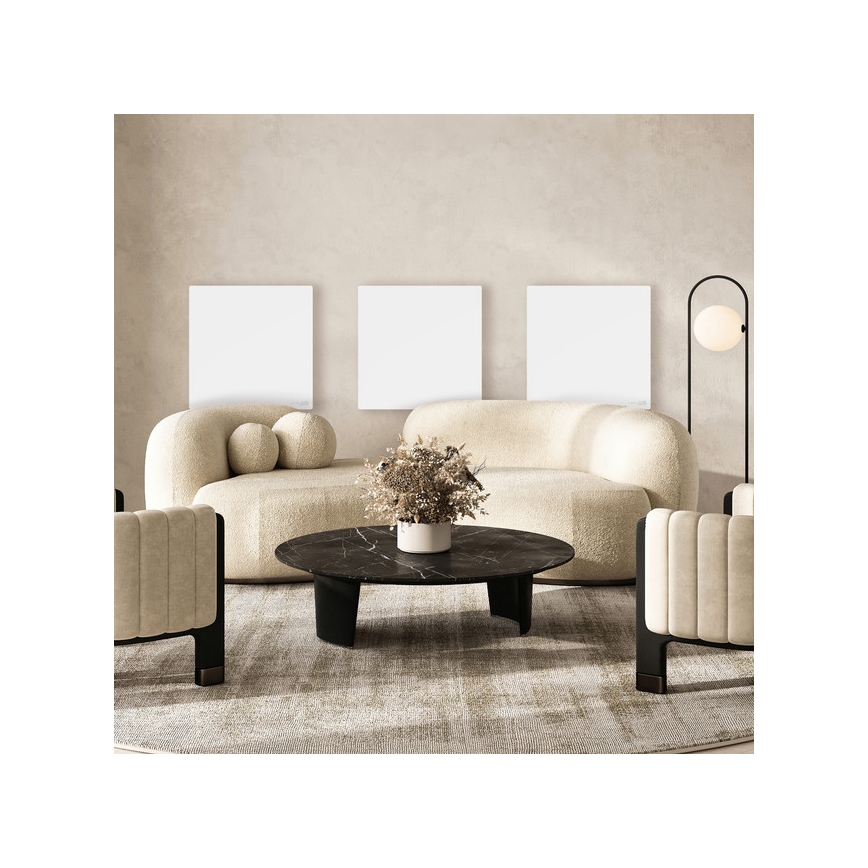 AENO - Panneau infrarouge électrique intelligent 500 W minuterie/thermostat Wi‑Fi blanc