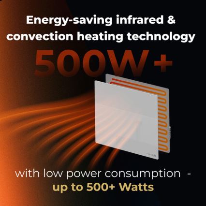 AENO - Panneau infrarouge électrique intelligent 500 W minuterie/thermostat Wi‑Fi blanc