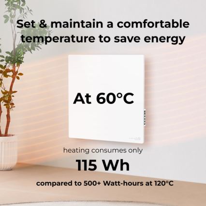 AENO - Panneau infrarouge électrique intelligent 500 W minuterie/thermostat Wi‑Fi blanc