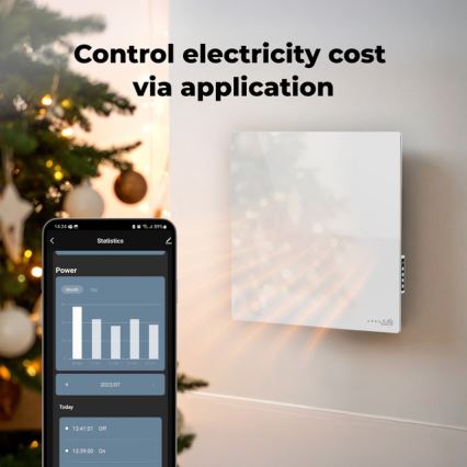 AENO - Panneau infrarouge électrique intelligent 500 W minuterie/thermostat Wi‑Fi blanc