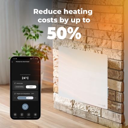 AENO - Panneau infrarouge électrique intelligent 500W minuterie/thermostat Wi-Fi blanc