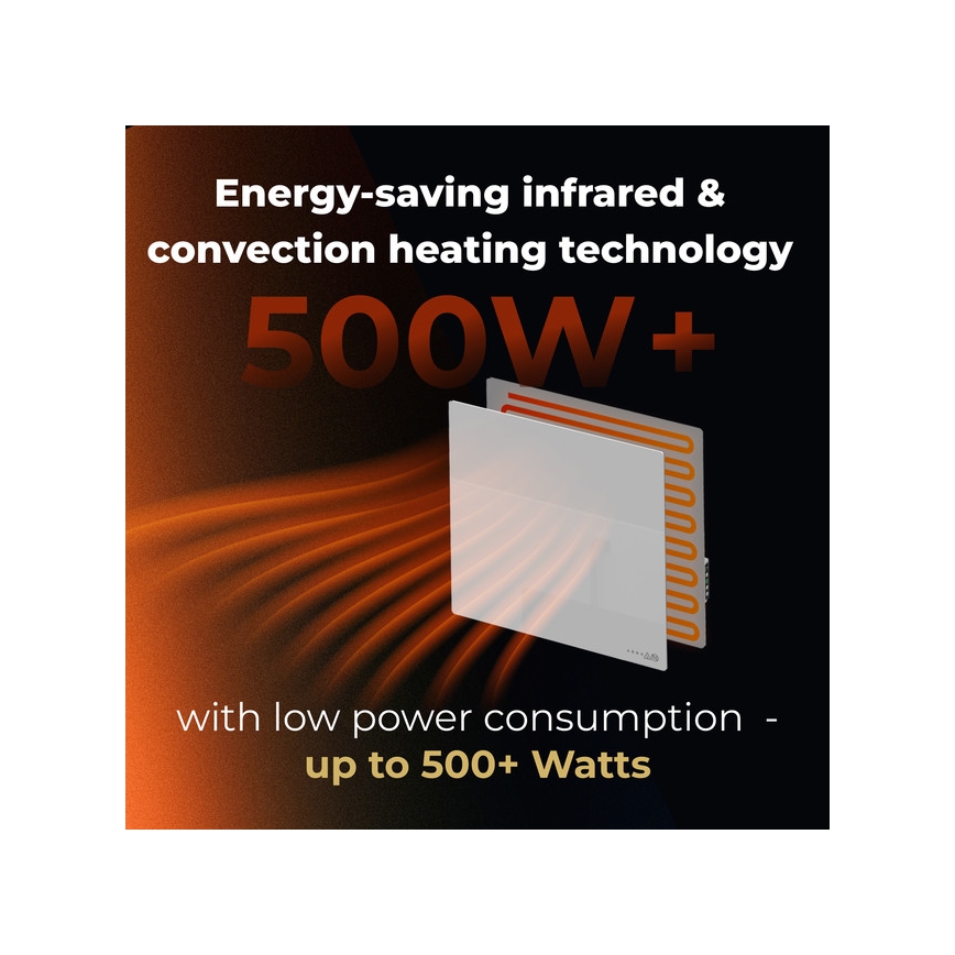 AENO - Panneau infrarouge électrique intelligent 500W minuterie/thermostat Wi-Fi blanc