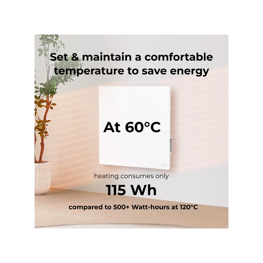 AENO - Panneau infrarouge électrique intelligent 500W minuterie/thermostat Wi-Fi blanc