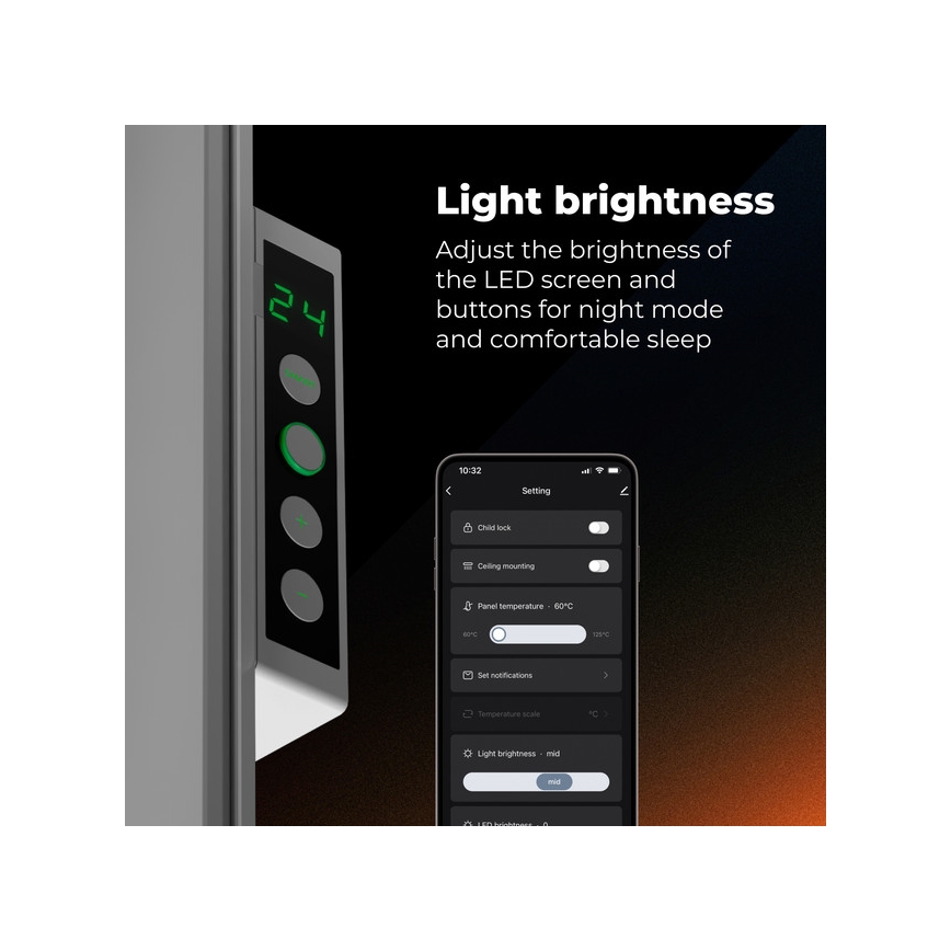 AENO - Panneau infrarouge électrique intelligent 500W minuterie/thermostat Wi-Fi blanc