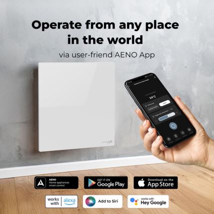 AENO - Panneau infrarouge électrique intelligent 500W minuterie/thermostat Wi-Fi blanc