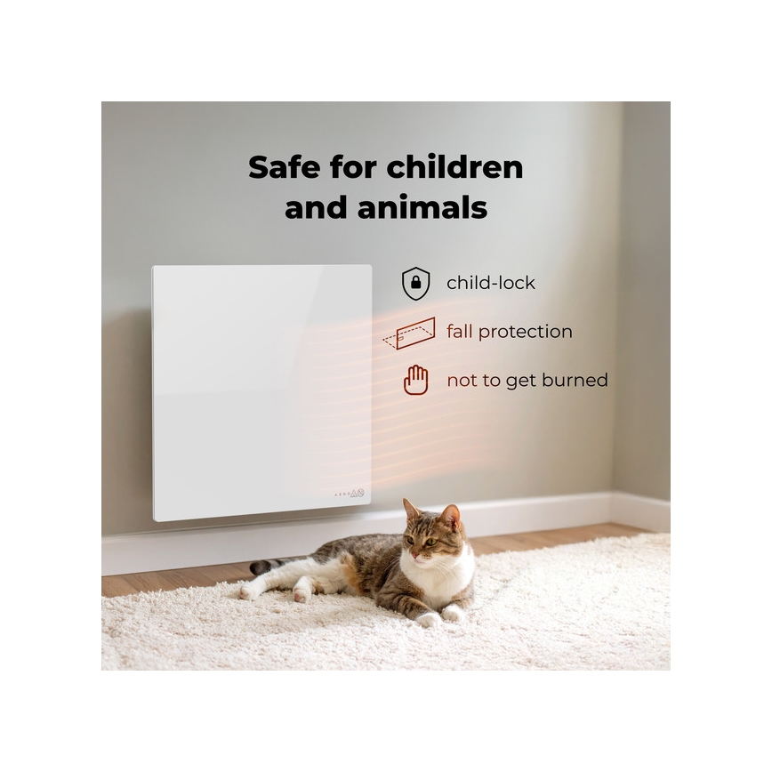 AENO - Panneau infrarouge électrique intelligent 500W minuterie/thermostat Wi-Fi blanc