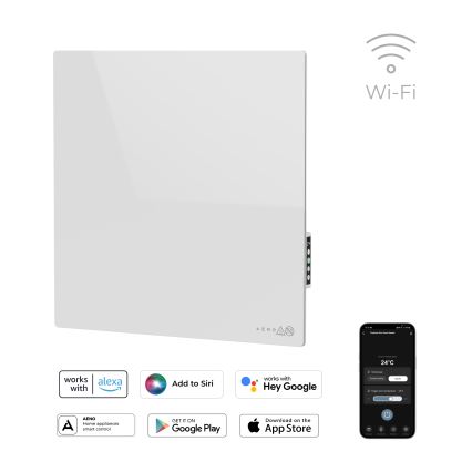 AENO - Panneau infrarouge électrique intelligent 500W minuterie/thermostat Wi-Fi blanc