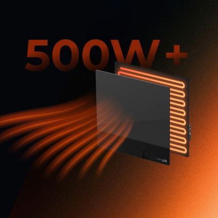 AENO - Panneau infrarouge électrique intelligent 500W minuterie/thermostat Wi-Fi noir
