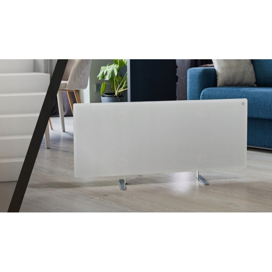 AENO - Panneau infrarouge électrique intelligent avec écran LED 700W minuterie/thermostat IP44 Wi-fi blanc