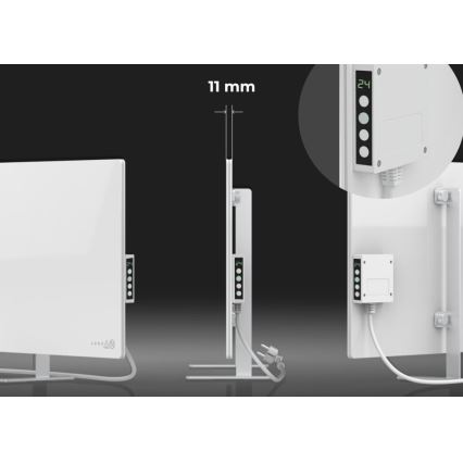 AENO - Panneau infrarouge électrique intelligent avec écran LED 700W minuterie/thermostat IP44 Wi-fi blanc