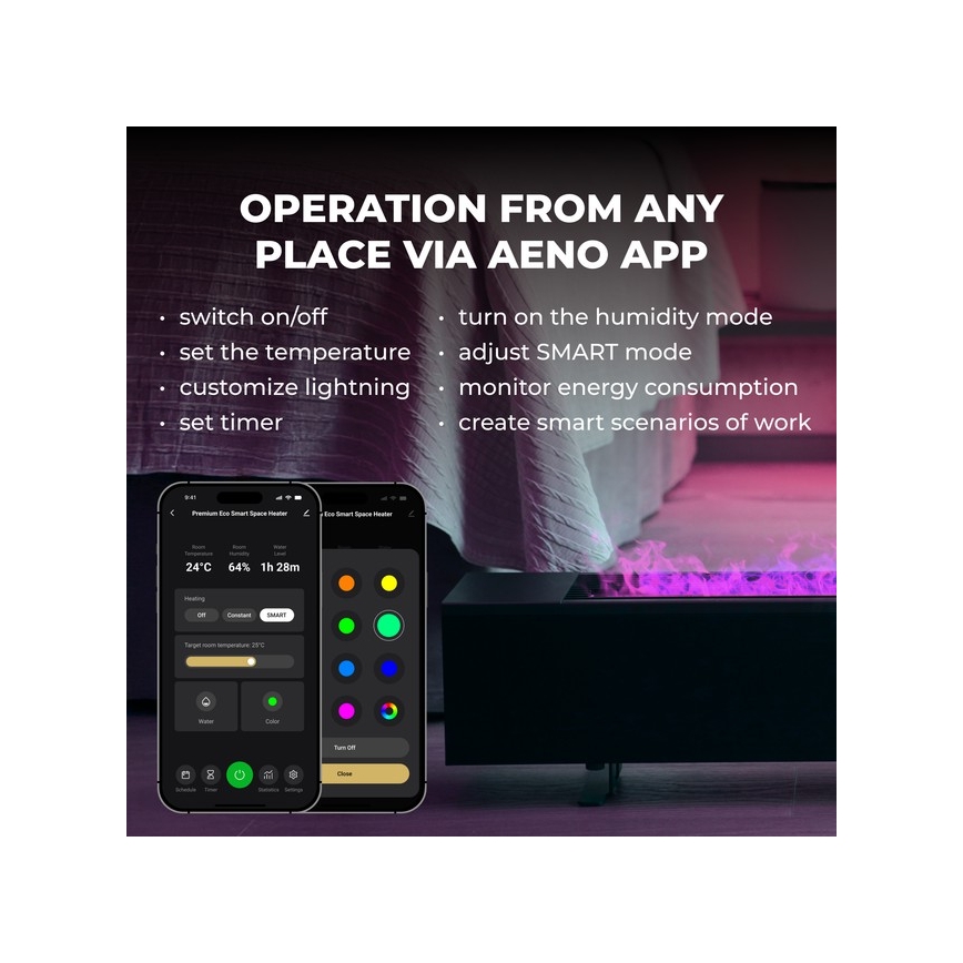 AENO - Radiateur électrique intelligent / convecteur 1000/2000 W noir