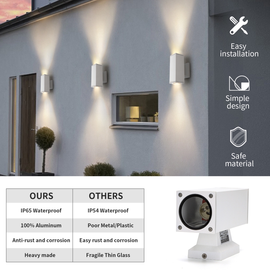Aigostar - Applique murale d'extérieur 2xGU10/230V IP65 blanche angulaire