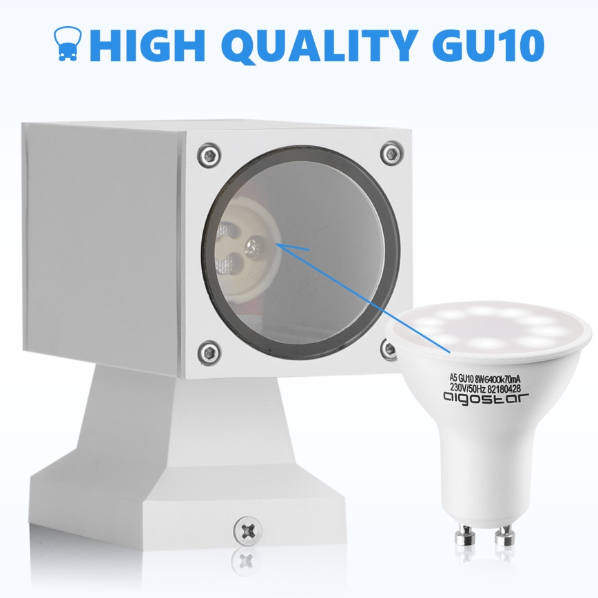 Aigostar - Applique murale d'extérieur 2xGU10/230V IP65 blanche angulaire