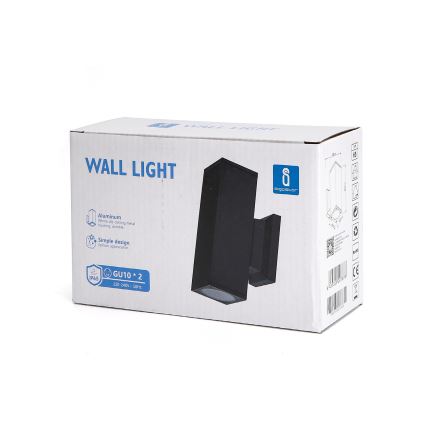 Aigostar - Applique murale d'extérieur 2xGU10/230V IP65 noire carrée