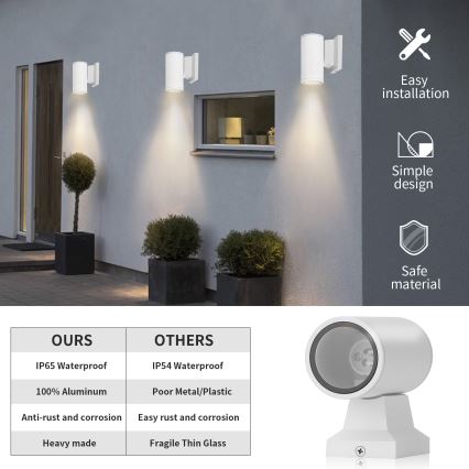 Aigostar - Applique murale extérieure 1xGU10/230V IP65 blanche ronde