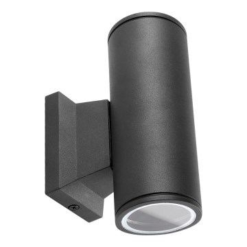 Aigostar - Applique murale extérieure ronde 2xGU10/35W/230V noire IP65