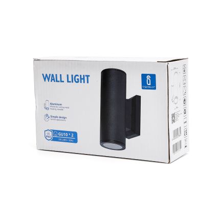 Aigostar - Applique murale extérieure ronde 2xGU10/35W/230V noire IP65