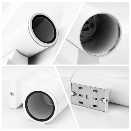 Aigostar - Applique murale extérieure ronde blanche 2xGU10/230V IP65