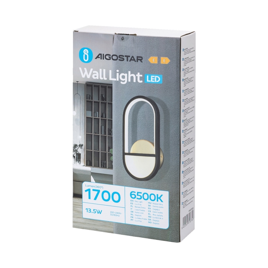 Aigostar - Applique murale LED/13,5W/230V 6500K noir/doré