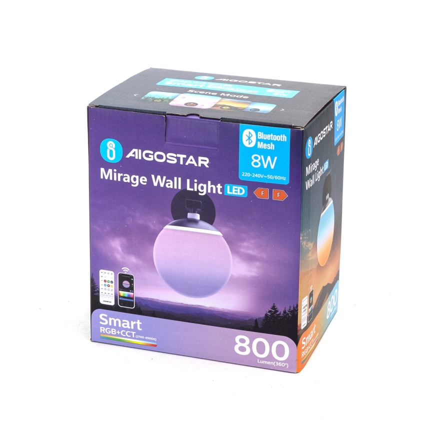 Aigostar - Applique murale RGBW à intensité variable MESH Smart LED/8W/230V + Télécommande