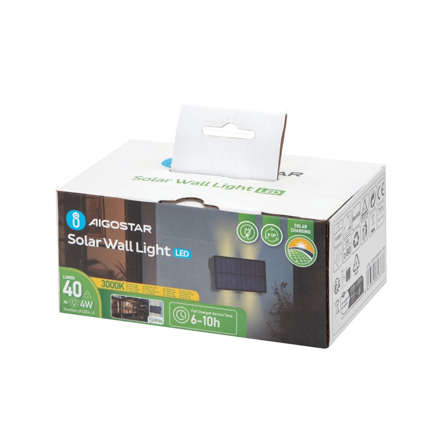 Aigostar - Applique murale solaire LED/4W/5,5V 2700K IP44