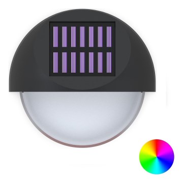 Aigostar - Applique murale solaire RGB LED/1W/1,2V noir IP44