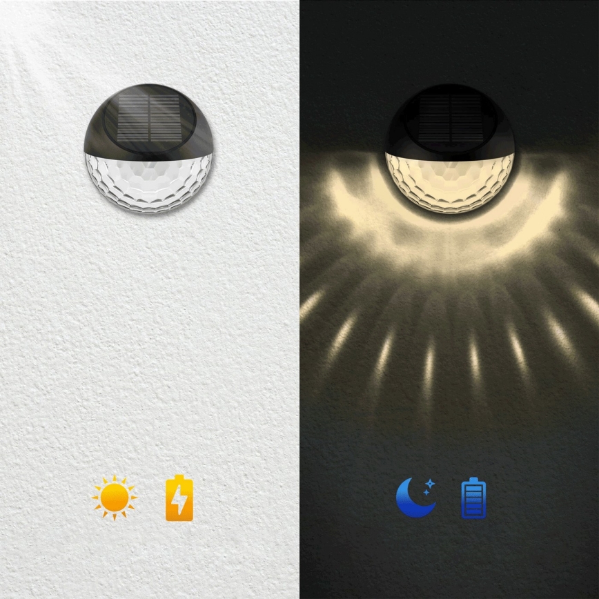 Aigostar - Applique murale solaire RGB LED/2W/1,2V noir IP44