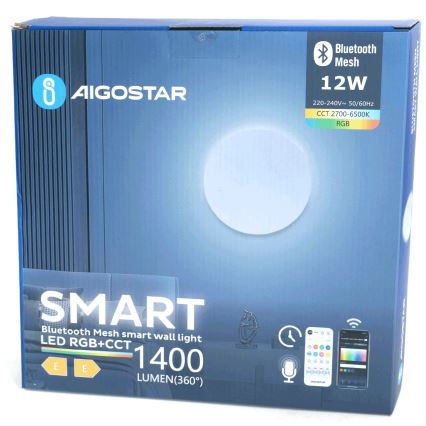 Aigostar - Applique murale RGBW à intensité variable MESH Smart LED/12W/230V 2700-6500K blanc + Télécommande